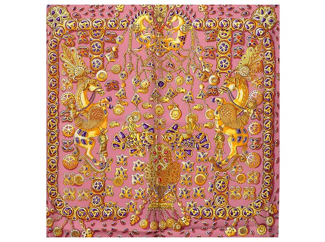 Foulard di seta Hermès Pink Tresors Retrouves 90 - vista 2
