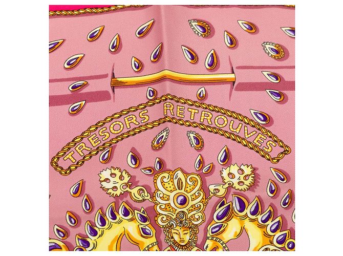 Foulard di seta Hermès Pink Tresors Retrouves 90 - vista 7