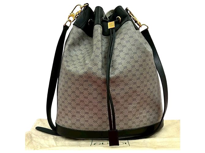 Borsa a secchiello con coulisse Gucci Gray Micro GG Supreme - vista 10