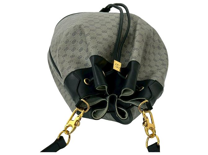 Borsa a secchiello con coulisse Gucci Gray Micro GG Supreme - vista 5