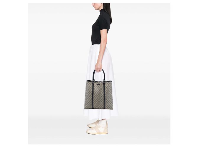 Borsa Tote Verticale Gucci Beige GG Supreme Joy - vista 6