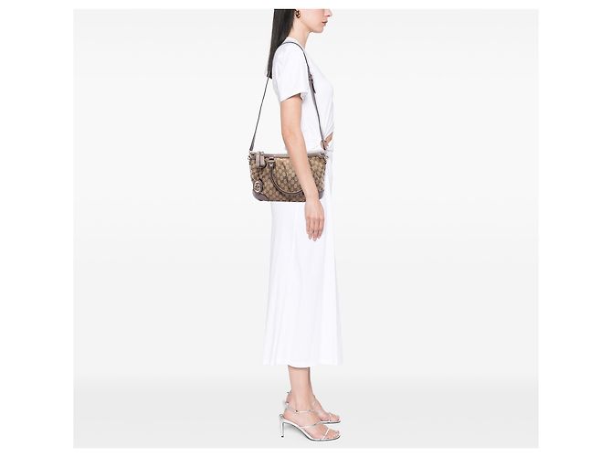 Borsa Gucci Beige GG Canvas Sukey Satchel - vista 6