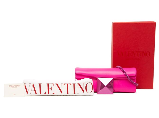 Clutch Valentino Pink Nappa One Stud con catena - vista 6