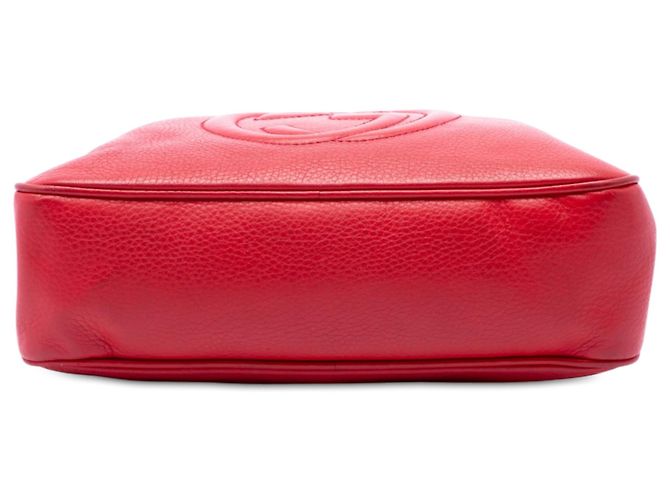 Borsa a tracolla Gucci Soho con catena e zip in pelle di vitello rossa - vista 3