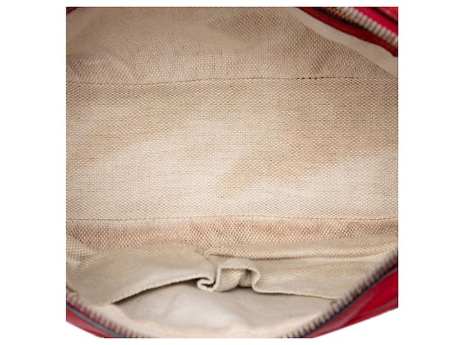 Borsa a tracolla Gucci Soho con catena e zip in pelle di vitello rossa - vista 4