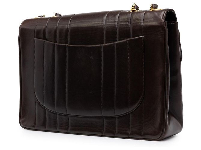 Chanel Brown Jumbo XL Vertical Quilt Lambskin Single Flap - vista 2