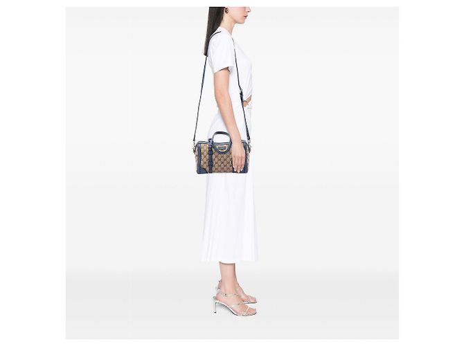Borsa Boston Gucci Small GG Canvas con cintura, Beige - vista 6