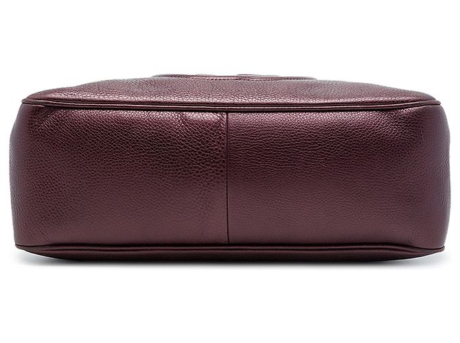 Gucci Soho Chain Shoulder in pelle metallizzata rossa - vista 3
