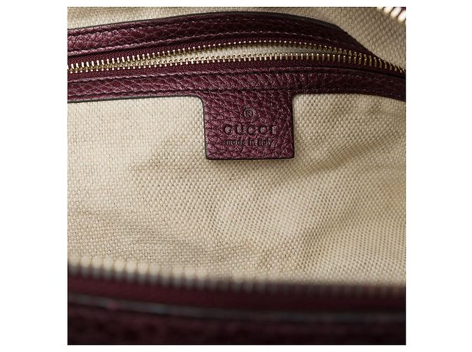 Gucci Soho Chain Shoulder in pelle metallizzata rossa - vista 5