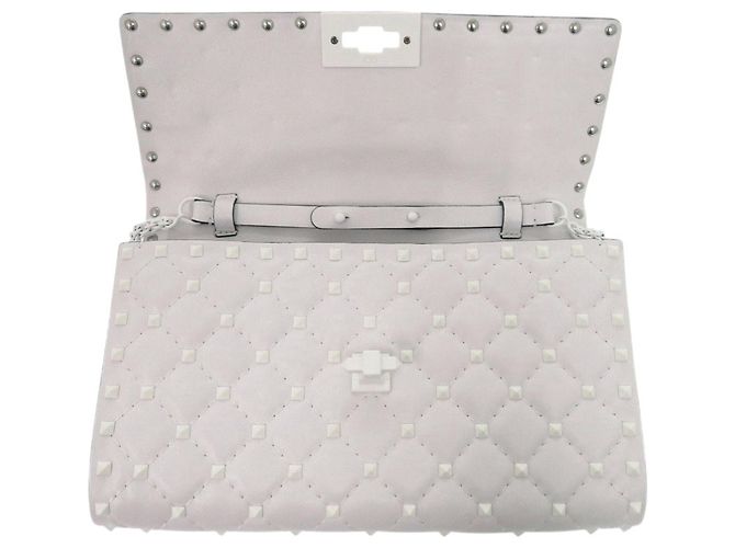 Cartera con cadena Valentino White Lambskin Free Rockstud Spike - vista 10