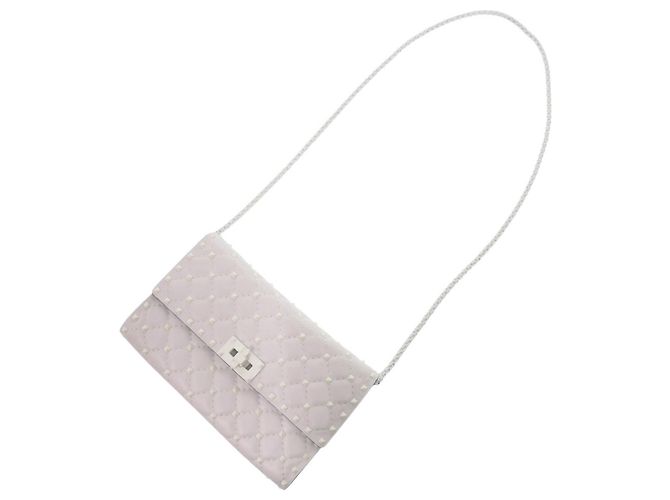 Cartera con cadena Valentino White Lambskin Free Rockstud Spike - vista 11