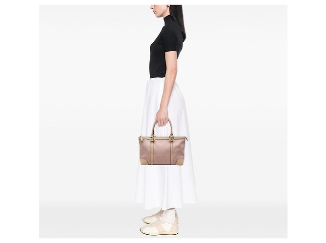 Borsa Gucci Pink GG Canvas Lovely Tote - vista 5