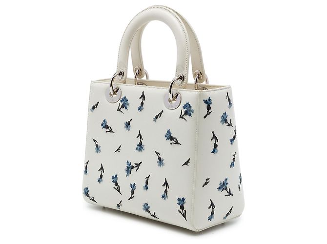 Dior White Medium Lambskin Floral Sequin Lady Dior - vista 2