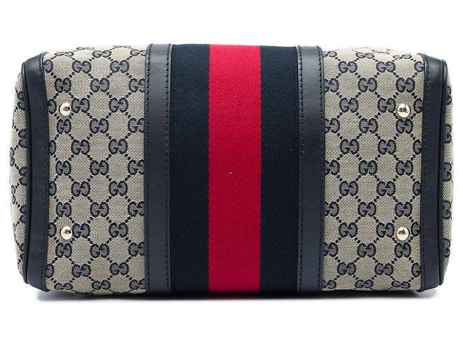 Borsa Boston Gucci Beige Medium GG Canvas Web Joy - vista 3