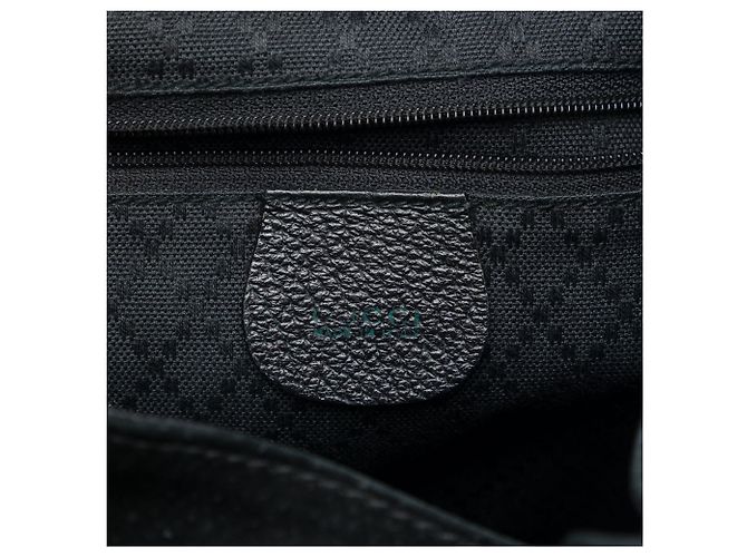 Bamboo Zaino Gucci Large in camoscio nero con coulisse e bambù - vista 5