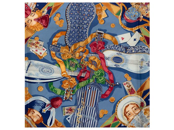 Foulard in seta Hermès Blue Au Clair De La Lune 90 - vista 2