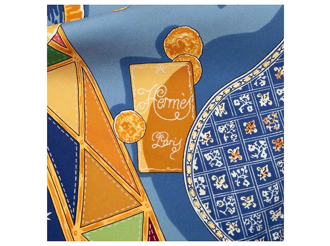 Foulard in seta Hermès Blue Au Clair De La Lune 90 - vista 3