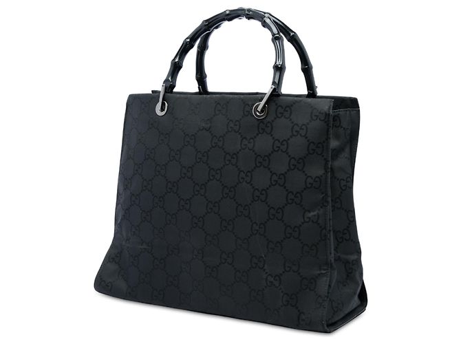Bamboo Borsa Gucci in nylon GG nero con bambù - vista 2