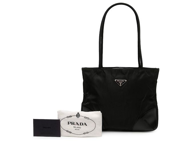 Prada Tessuto Tote mit Vitello-Besatz in Schwarz - Ansicht 7
