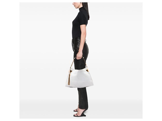 Gucci 1970 Hobo in pelle bianca Medium - vista 6