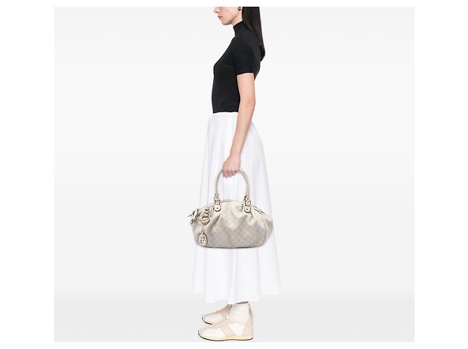 Borsa Satchel Gucci Beige Guccissima Sukey - vista 6