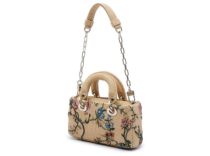 Dior Beige Micro Floral Embroidered Raffia Lady D Joy - vista 2