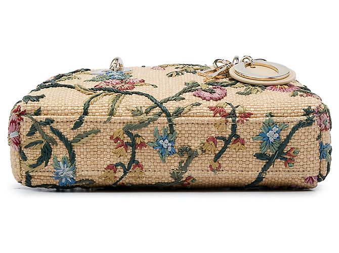 Dior Beige Micro Floral Embroidered Raffia Lady D Joy - vista 3