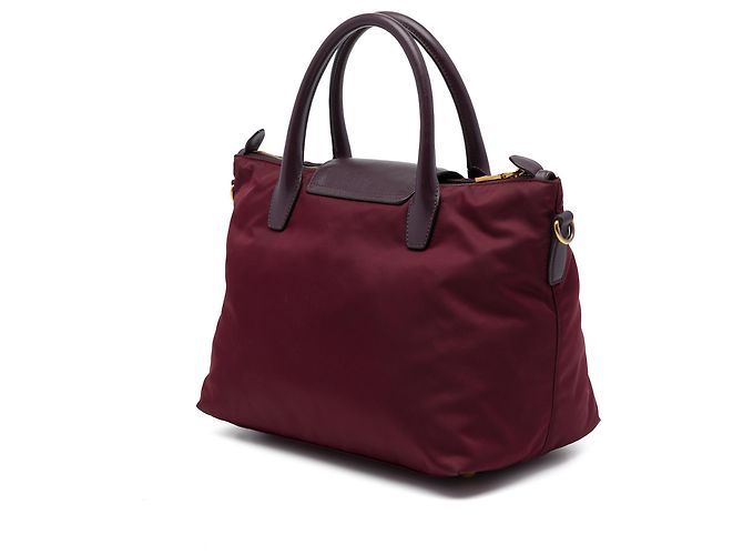 Borsa Satchel Prada in Tessuto con rifiniture in Saffiano rosso - vista 2