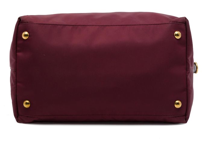 Borsa Satchel Prada in Tessuto con rifiniture in Saffiano rosso - vista 3