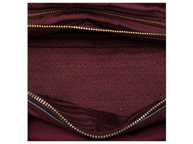 Borsa Satchel Prada in Tessuto con rifiniture in Saffiano rosso - vista 4