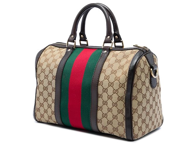 Borsa Boston Gucci Beige Medium GG Canvas Web Joy - vista 2