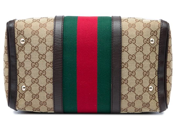 Borsa Boston Gucci Beige Medium GG Canvas Web Joy - vista 3