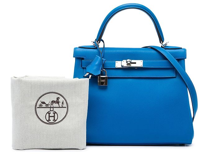 Hermès Blue Evercolor Kelly II Retourne 28 - vista 6