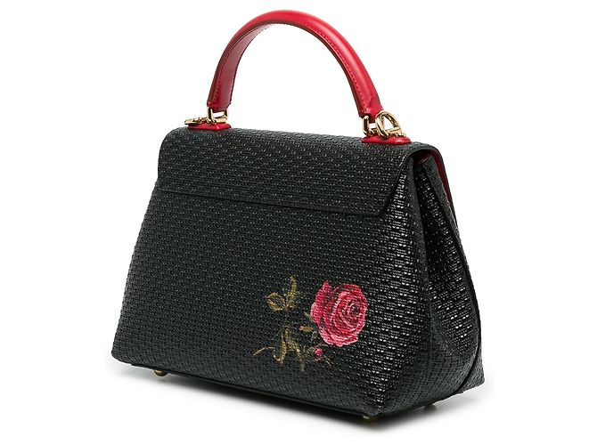 Borsa Lucia Dolce & Gabbana in vitello nero con stampa rose - vista 2