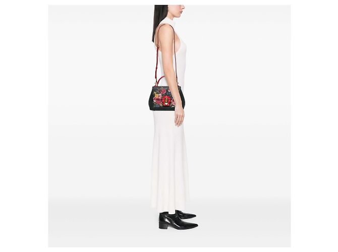 Borsa Lucia Dolce & Gabbana in vitello nero con stampa rose - vista 5