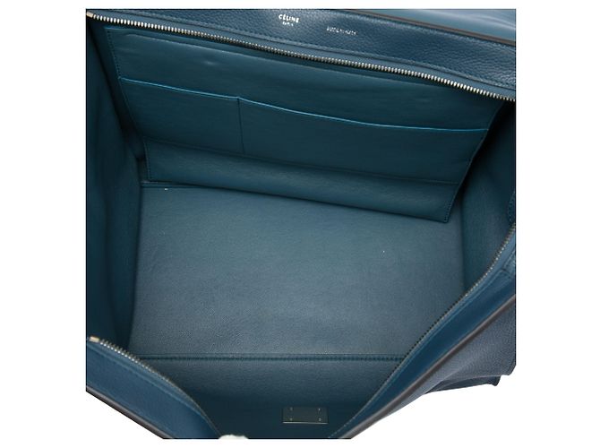 Trapèze Céline Borsa Trapeze Celine Blu in pelle di vitello drummed e camoscio Large - vista 4