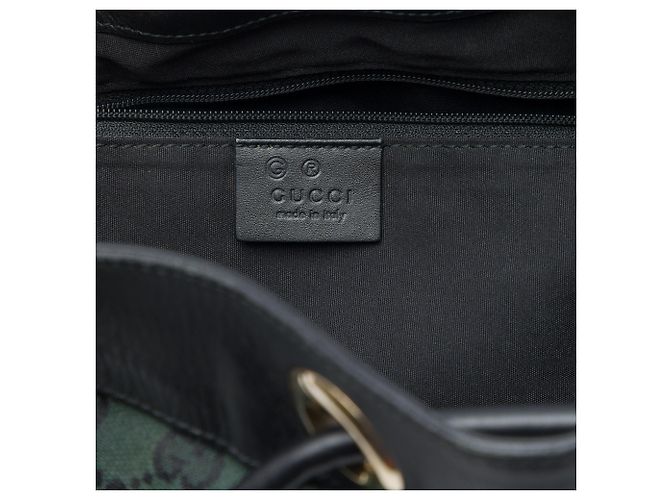 Borsa a secchiello Gucci in canvas GG verde - vista 5