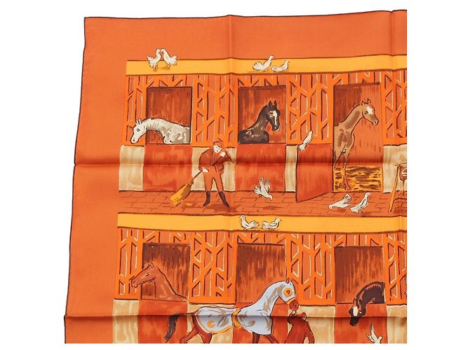 Foulard di seta Hermès Orange Les Boxes 90 - vista 5