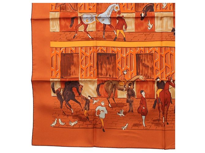 Foulard di seta Hermès Orange Les Boxes 90 - vista 7
