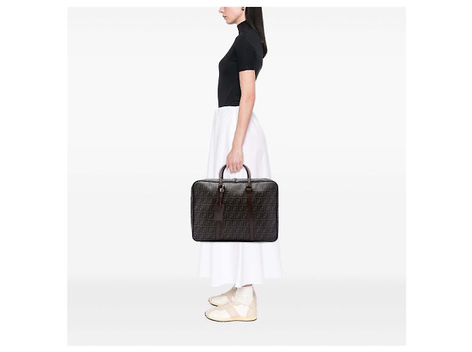 Valigia Fendi Brown Zucca Coated Canvas - vista 6