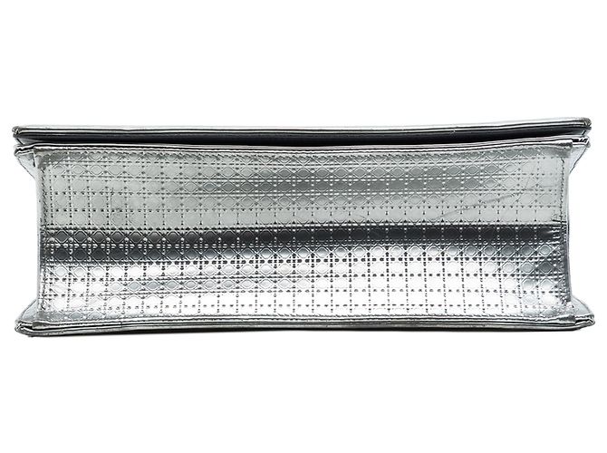 Dior Silver Medium Metallic Patent Microcannage Diorama Flap - vista 3