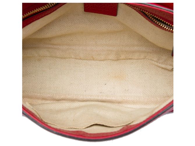 Gucci Soho Chain Flap Crossbody in pelle di vitello rossa Medium - vista 4