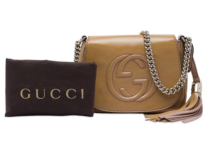 Gucci Brown Small Patent Soho Chain Flap Crossbody - vista 6