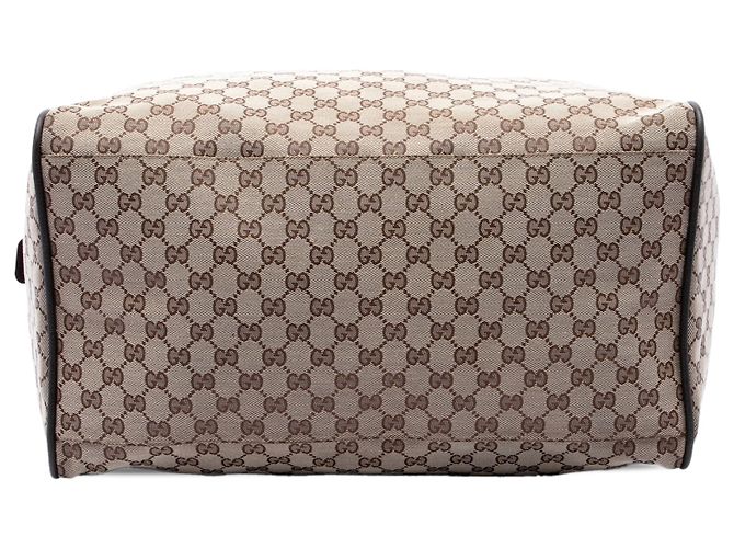Borsa Duffle Gucci in tela GG beige con banda Web - vista 3