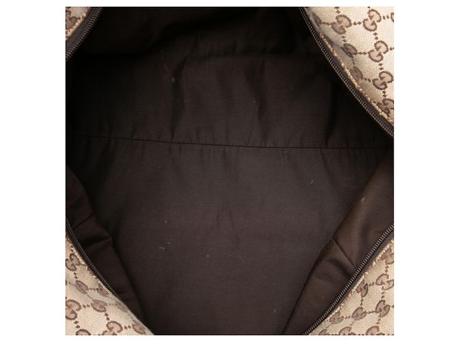 Borsa Duffle Gucci in tela GG beige con banda Web - vista 4