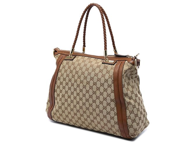Borsa Tote Convertibile Gucci Bella in Canvas GG Beige - vista 2