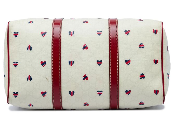 Borsa Boston Gucci White Medium GG Supreme Hearts Joy - vista 3
