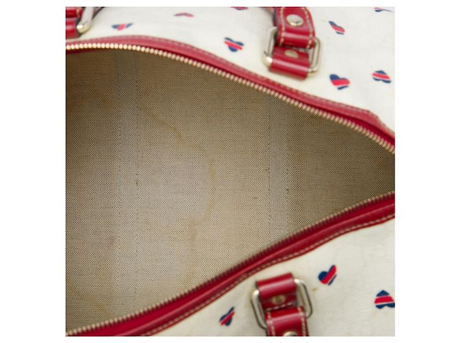 Borsa Boston Gucci White Medium GG Supreme Hearts Joy - vista 4