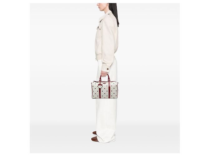 Borsa Boston Gucci White Medium GG Supreme Hearts Joy - vista 5