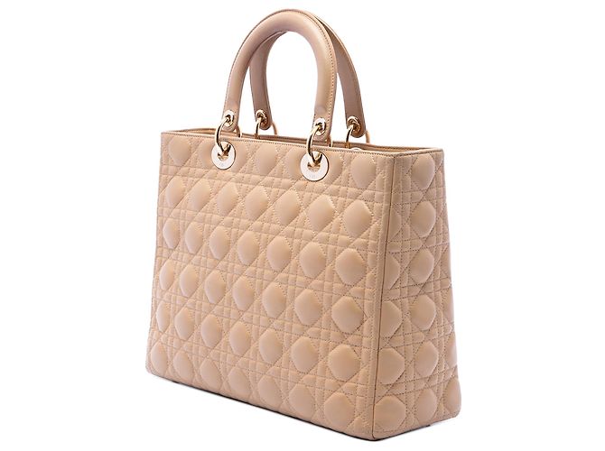 Dior Beige Large Lambskin Cannage Lady Dior - vista 2